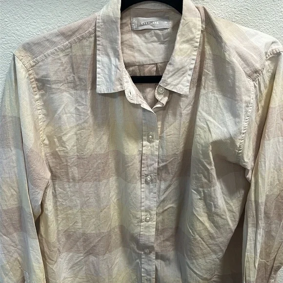Everlane The Relaxed Air Button Front Shirt Toffee Plaid Size 10 - Picture 3 of 6